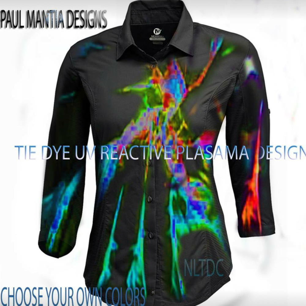 Custom dyed Button up shirt collection uv reactive